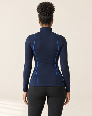 AirMove Half-Zip Pullover in Navy Blue – back | Velvetella