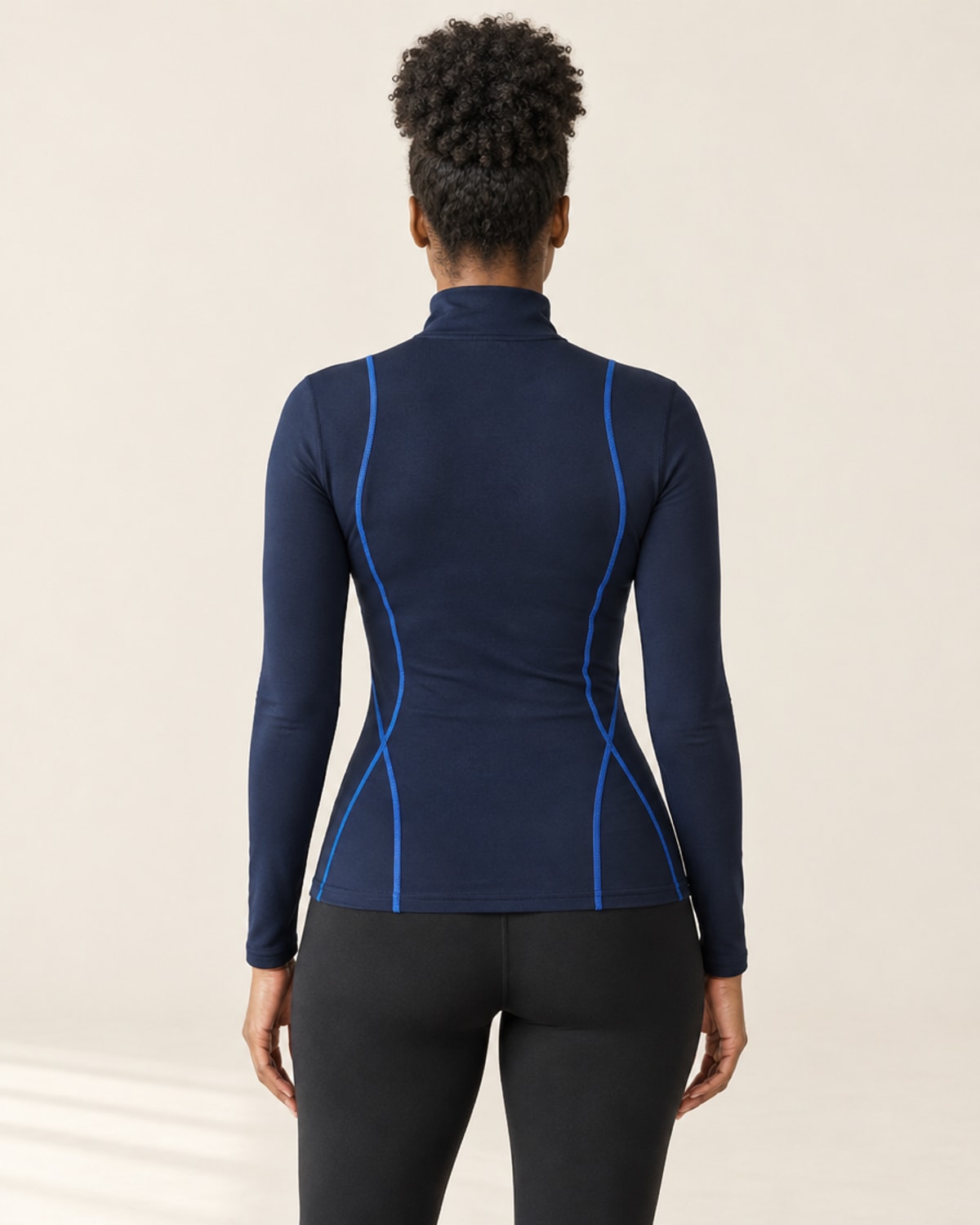 AirMove Half-Zip Pullover in Navy Blue – back | Velvetella