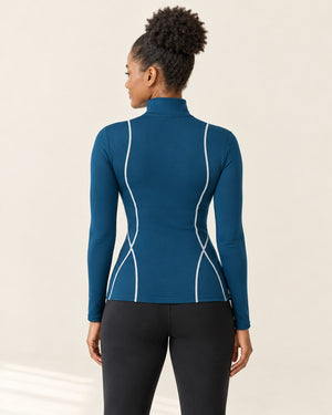 AirMove Half-Zip Pullover in Teal – back | Velvetella