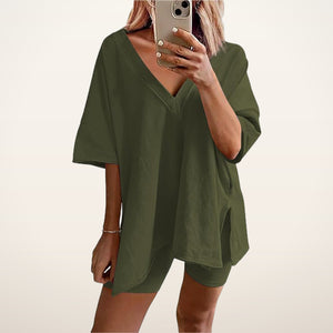 Casual Vibe Comfy Oversized 2-Piece Lounge Set | Velvetella