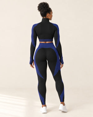 Seamless 3-Piece Set in Black Cobalt – back | Velvetella