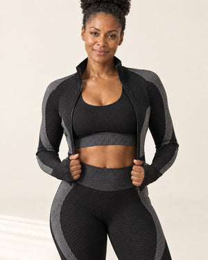 Seamless 3-Piece Set in Black Grey – detail | Velvetella
