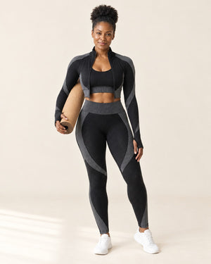 Seamless 3-Piece Set in Black Grey – full look | Velvetella
