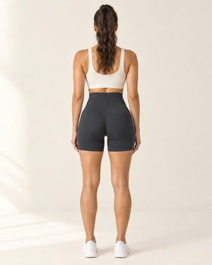Seamless Scrunch Short in Dark Gray – back | Velvetella