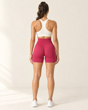 Seamless Scrunch Short in Rose Red – back | Velvetella
