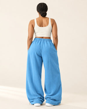 Studio Wide-Leg Sweatpant in Azure – back | Velvetella