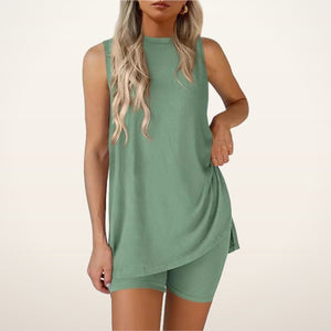 Gemma Sleeveless Split-Hem Shorts Set | Velvetella