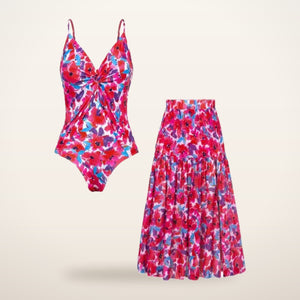 Palma V-Neck Swimsuit & Cover-Up Skirt | Velvetella