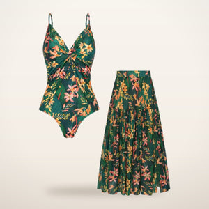 Palma V-Neck Swimsuit & Cover-Up Skirt | Velvetella
