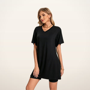 Callie Oversized Tee & Biker Shorts Set | Velvetella