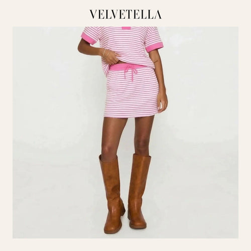 2-Piece V-Neck Polo Skort with Built-in Shorts | Velvetella