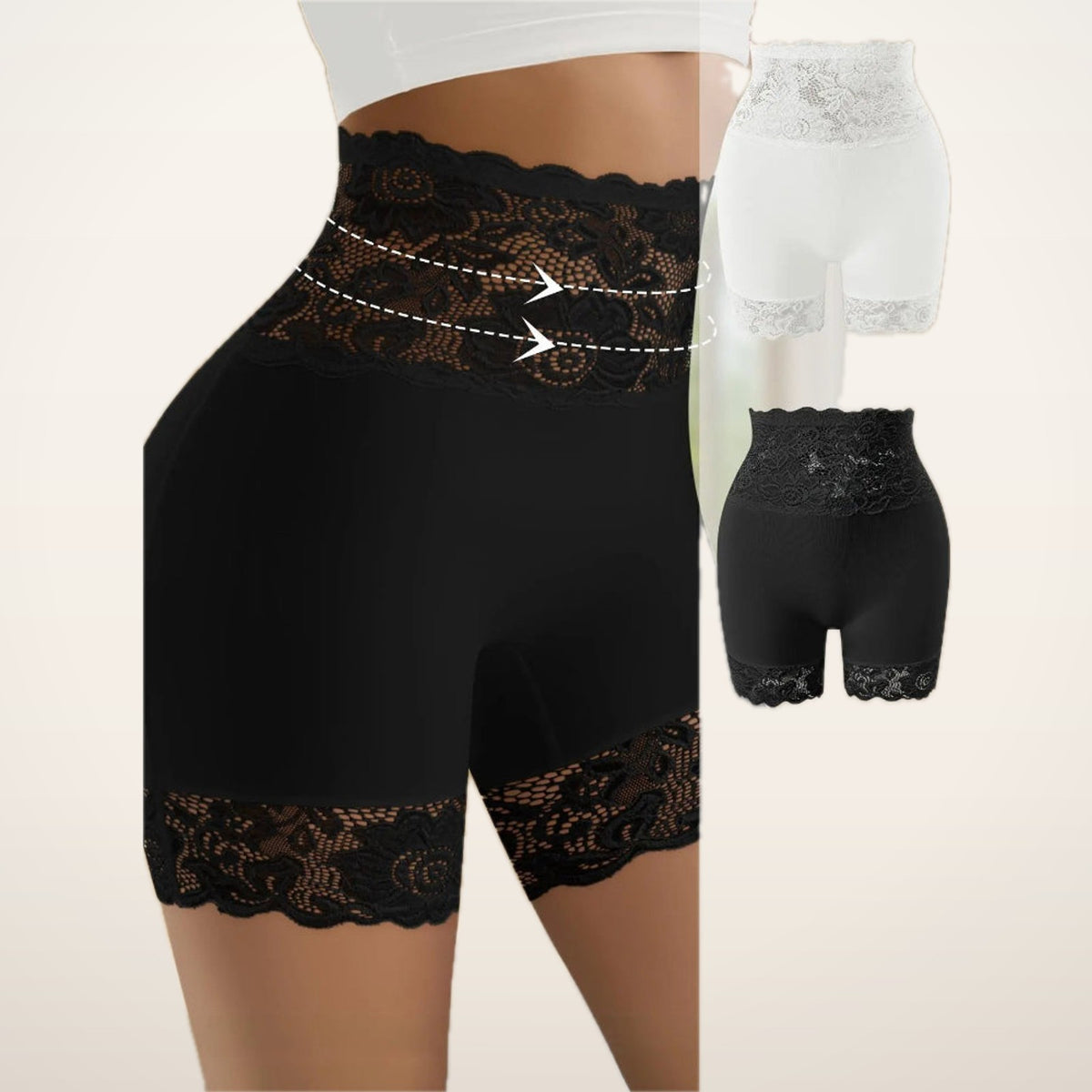 Esme High-Waist Lace Smoothing Shorts | Velvetella