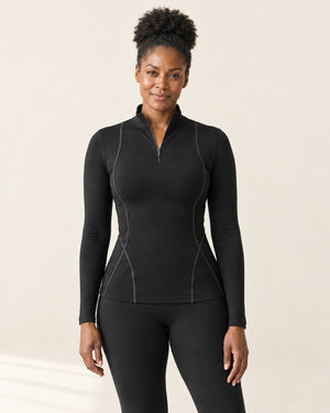 AirMove Half-Zip Pullover in Black – front | Velvetella