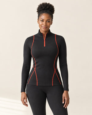 AirMove Half-Zip Pullover in Black Ember – front | Velvetella