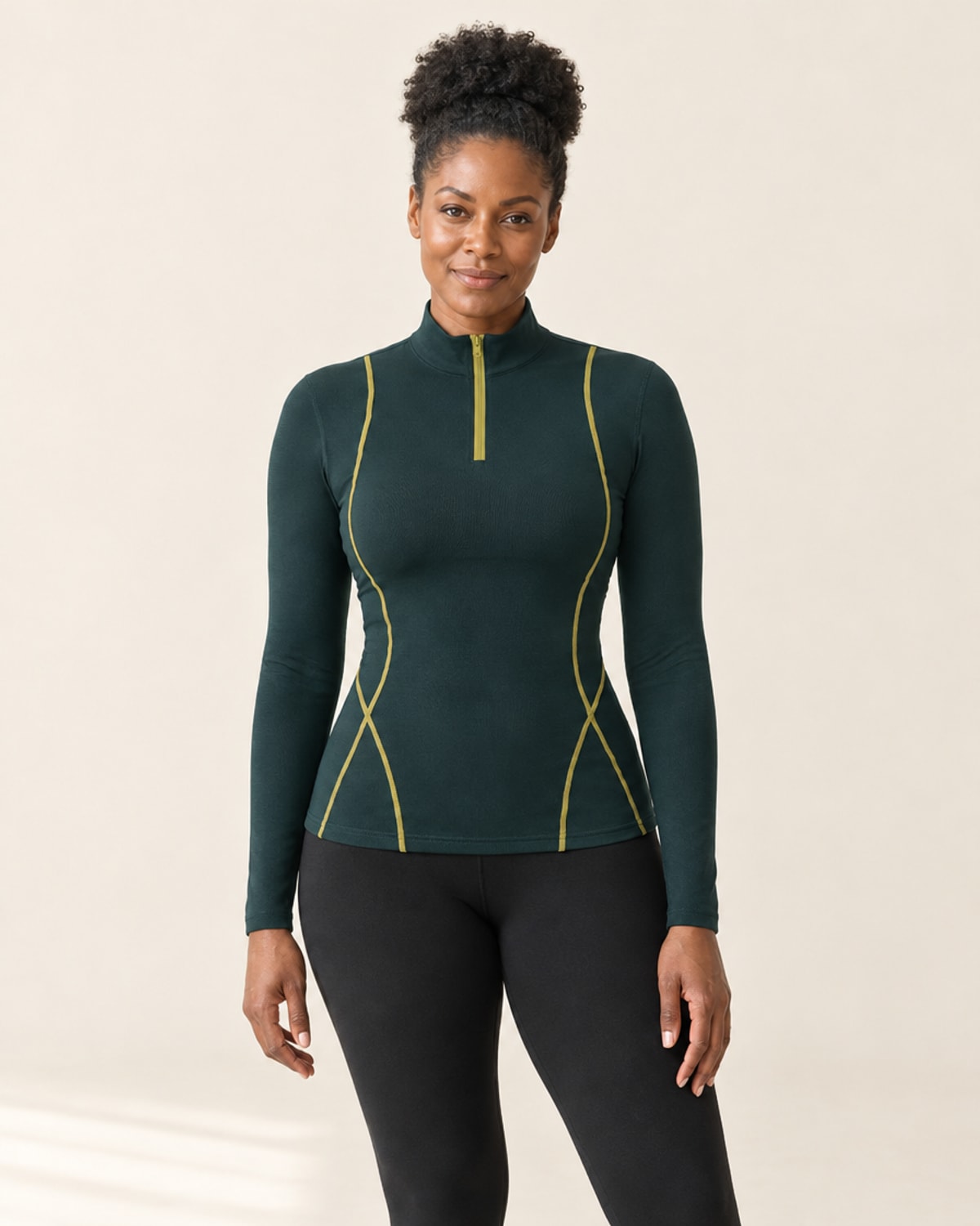 AirMove Half-Zip Pullover in Forest – front | Velvetella