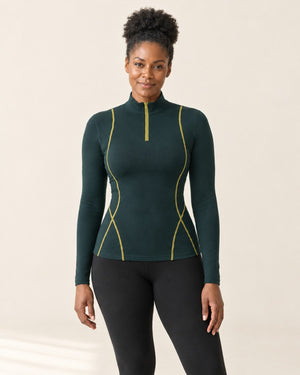 AirMove Half-Zip Pullover in Forest – front | Velvetella