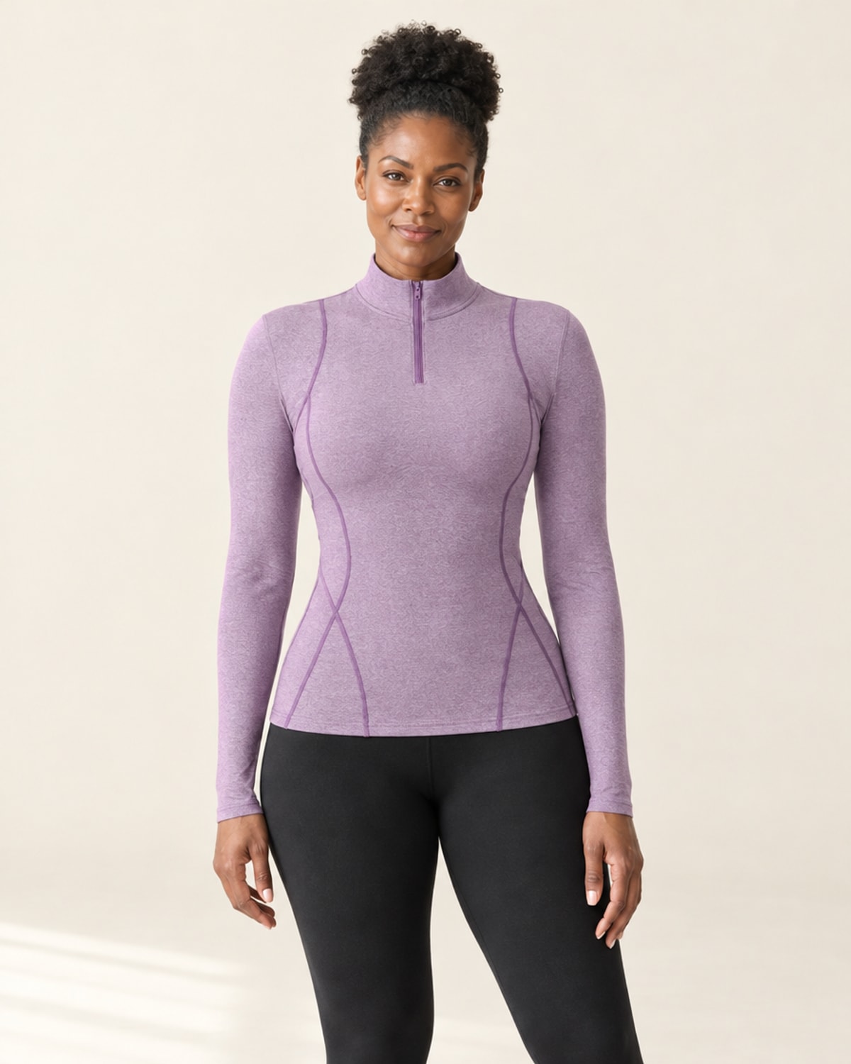AirMove Half-Zip Pullover in Lilac Heather – front | Velvetella