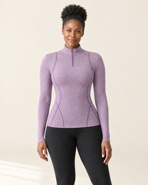 AirMove Half-Zip Pullover in Lilac Heather – front | Velvetella