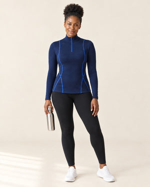 AirMove Half-Zip Pullover in Navy Blue – full look | Velvetella