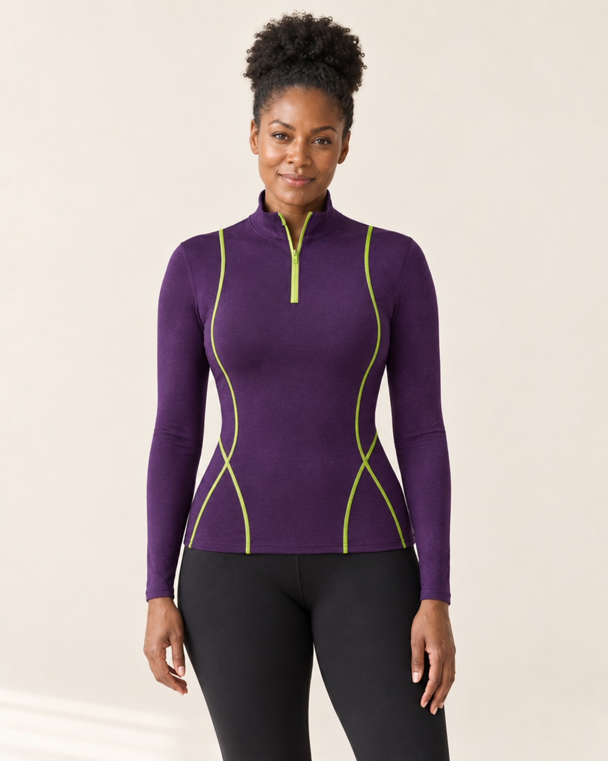 AirMove Half-Zip Pullover in Plum – front | Velvetella