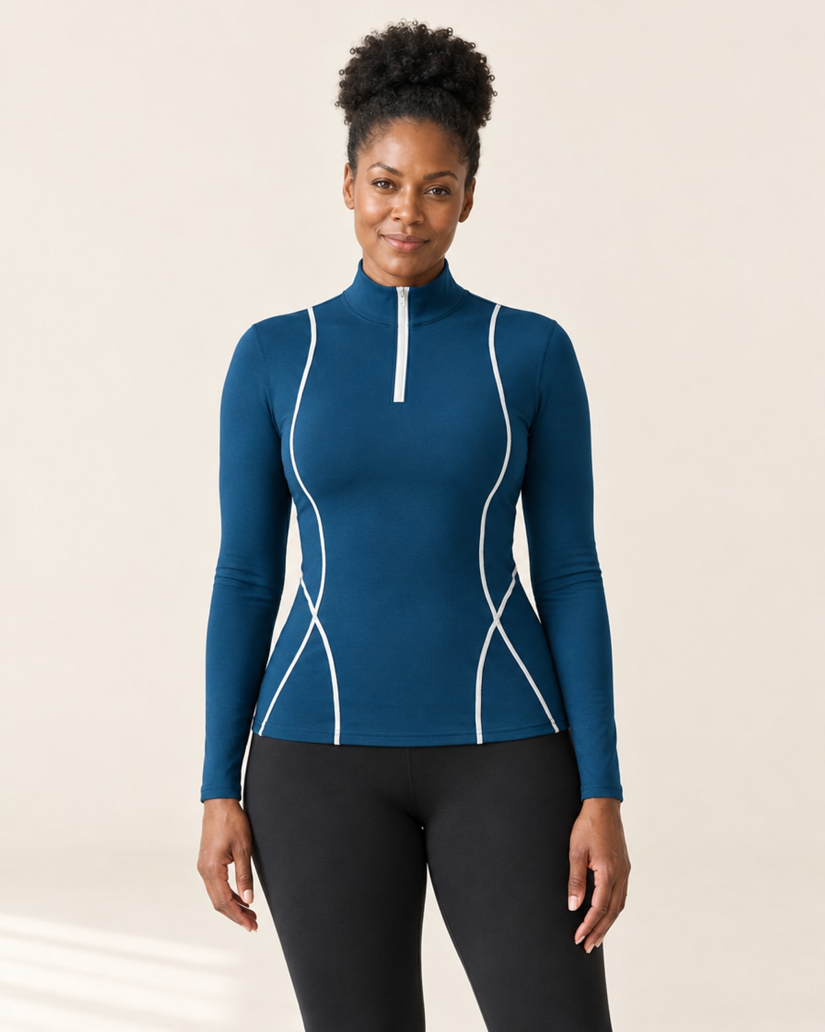 AirMove Half-Zip Pullover in Teal – front | Velvetella