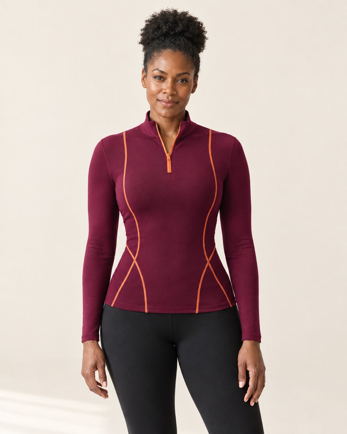 AirMove Half-Zip Pullover in Wine Red – front | Velvetella