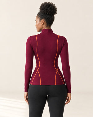 AirMove Half-Zip Pullover in Wine Red – back | Velvetella
