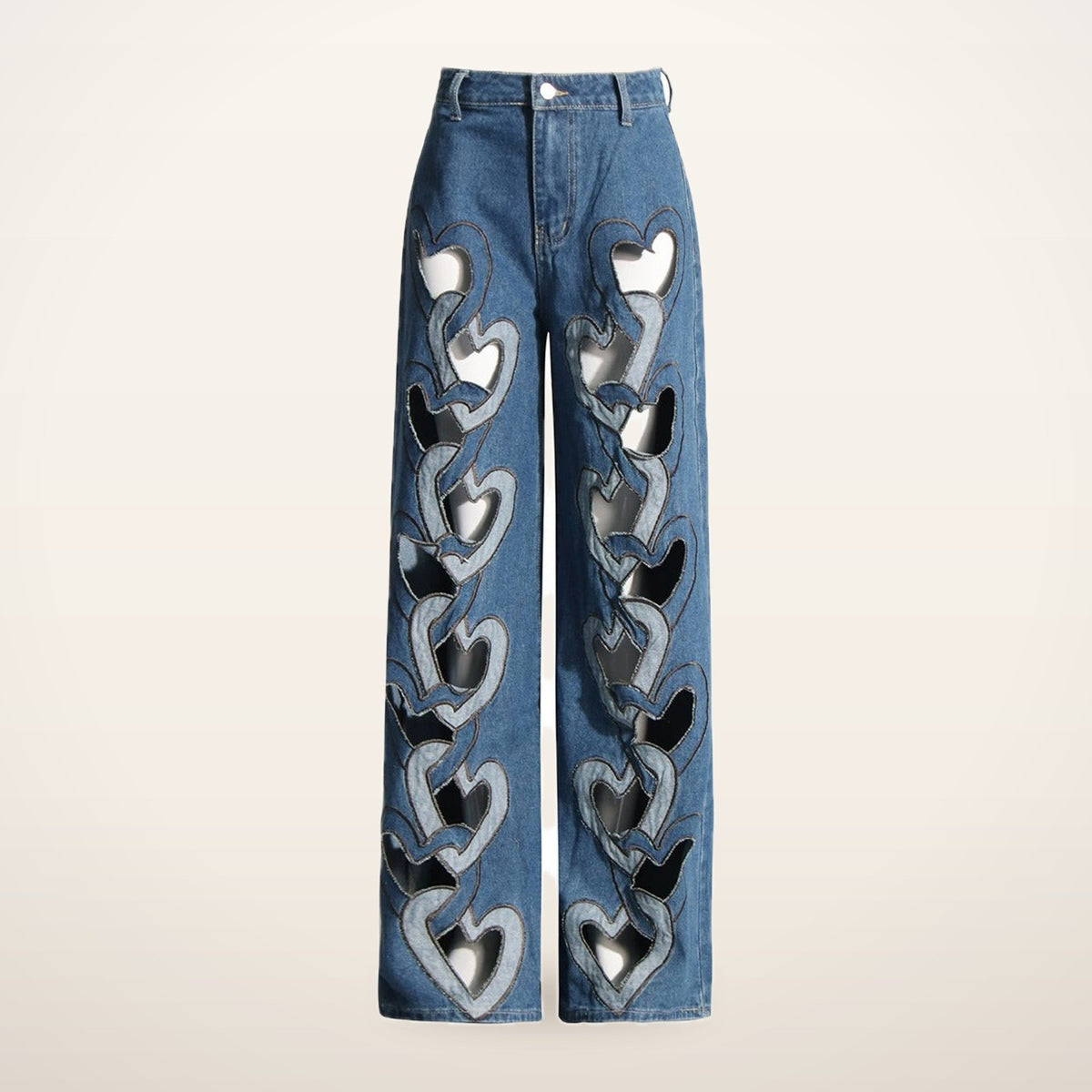 Amora Heart Cutout Wide-Leg Jeans | Velvetella