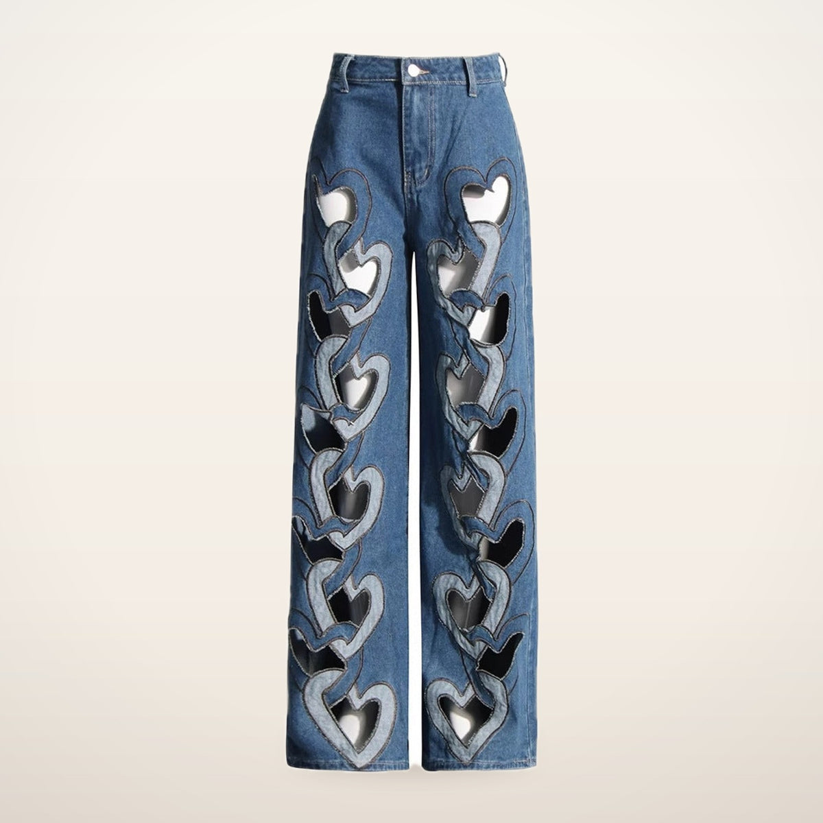 Amora Heart Cutout Wide-Leg Jeans | Velvetella