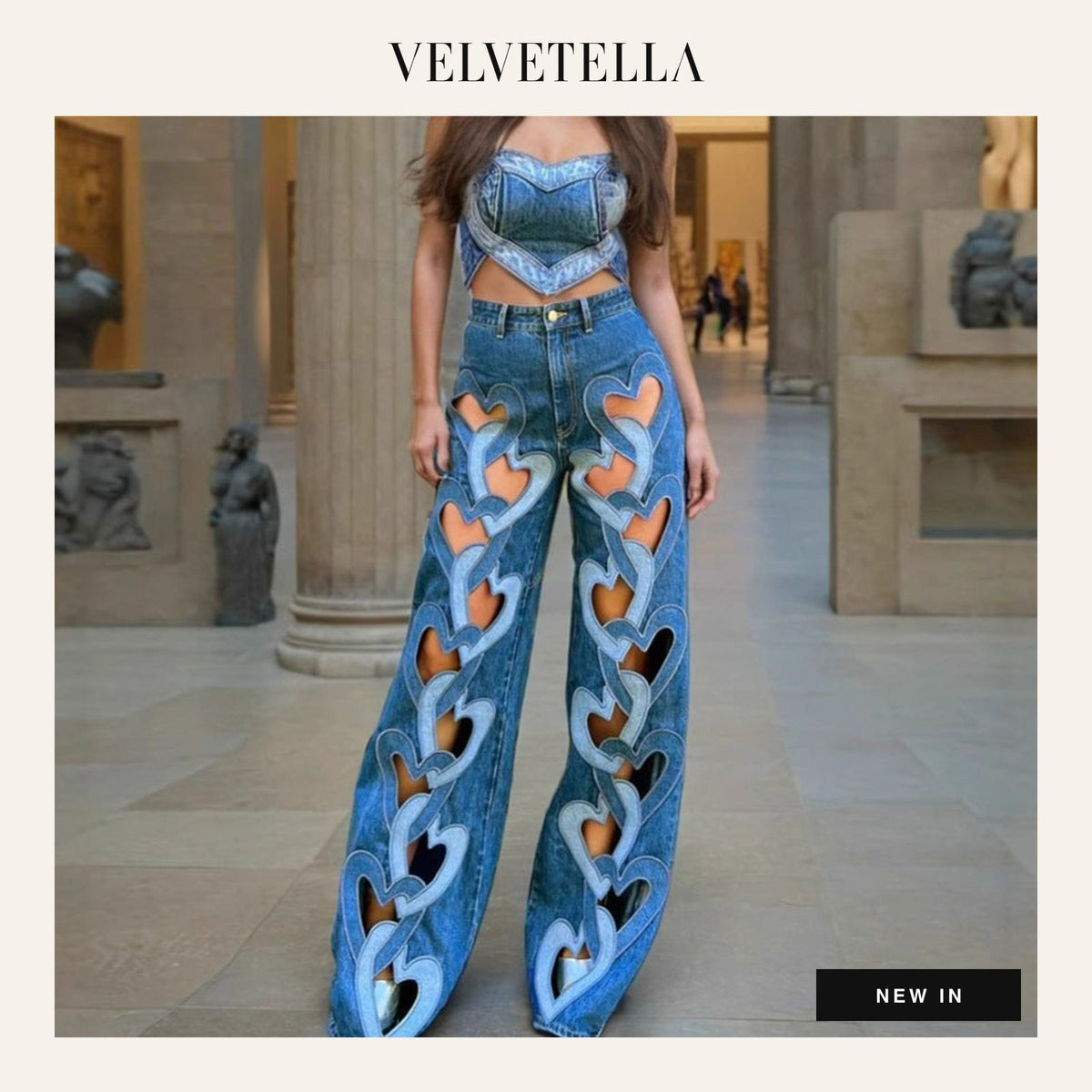 Amora Heart Cutout Wide-Leg Jeans | Velvetella