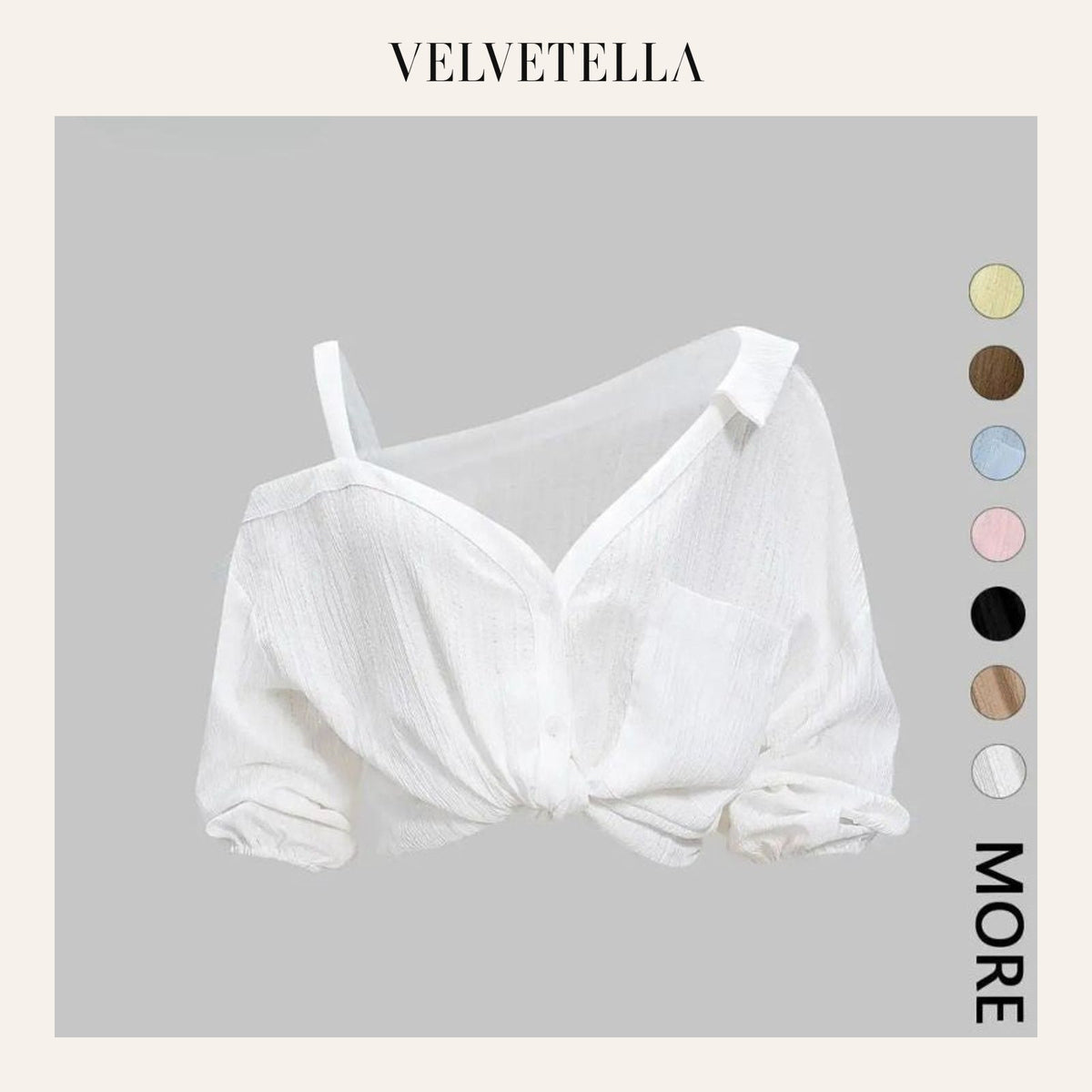Asymmetric Cold-Shoulder Button-Down Blouse | Velvetella