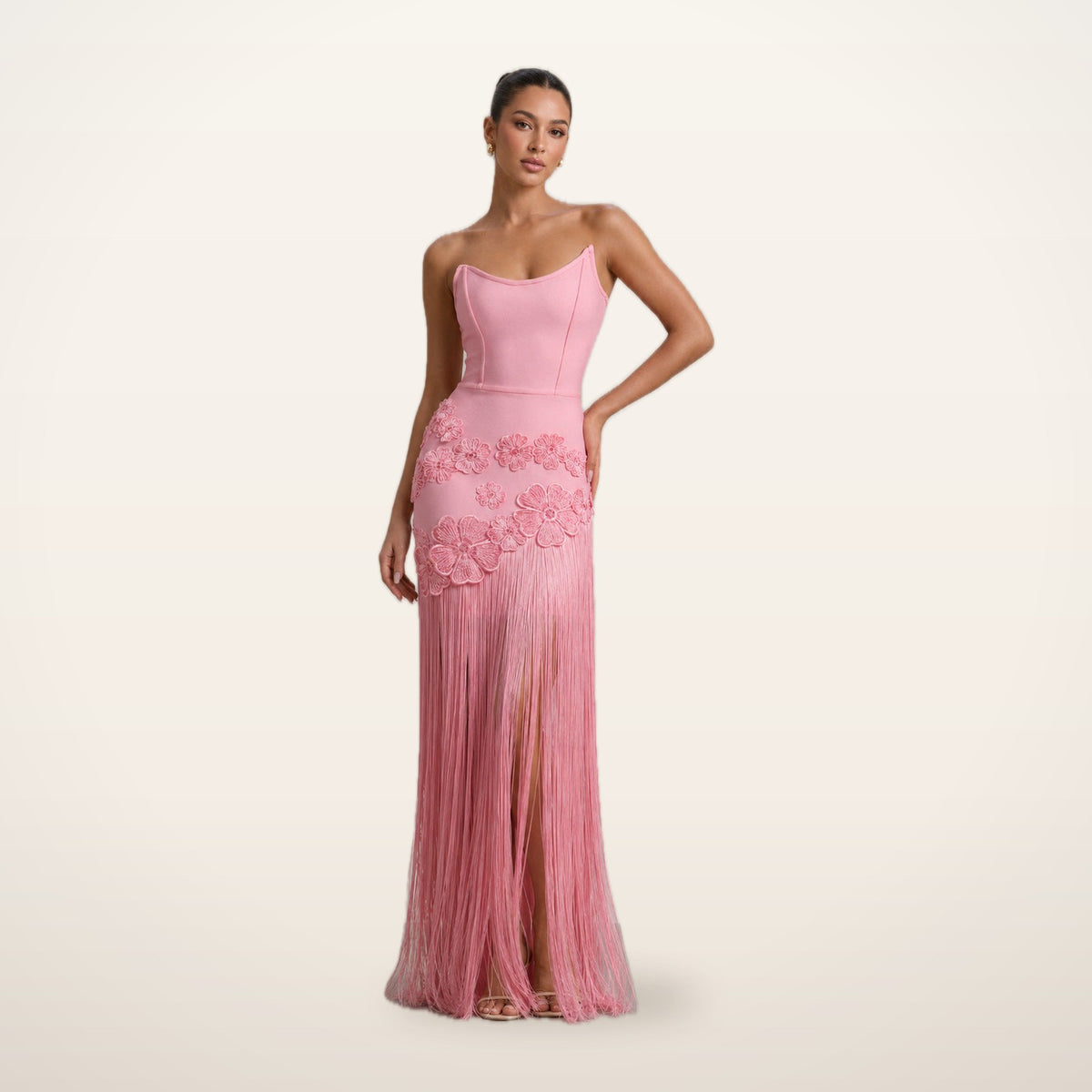 Aurelia Sequin Fringe Bandage Gown | Velvetella