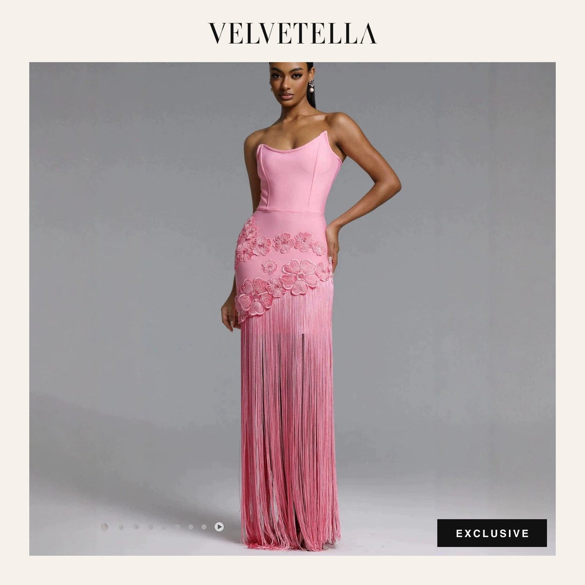 Aurelia Sequin Fringe Bandage Gown | Velvetella