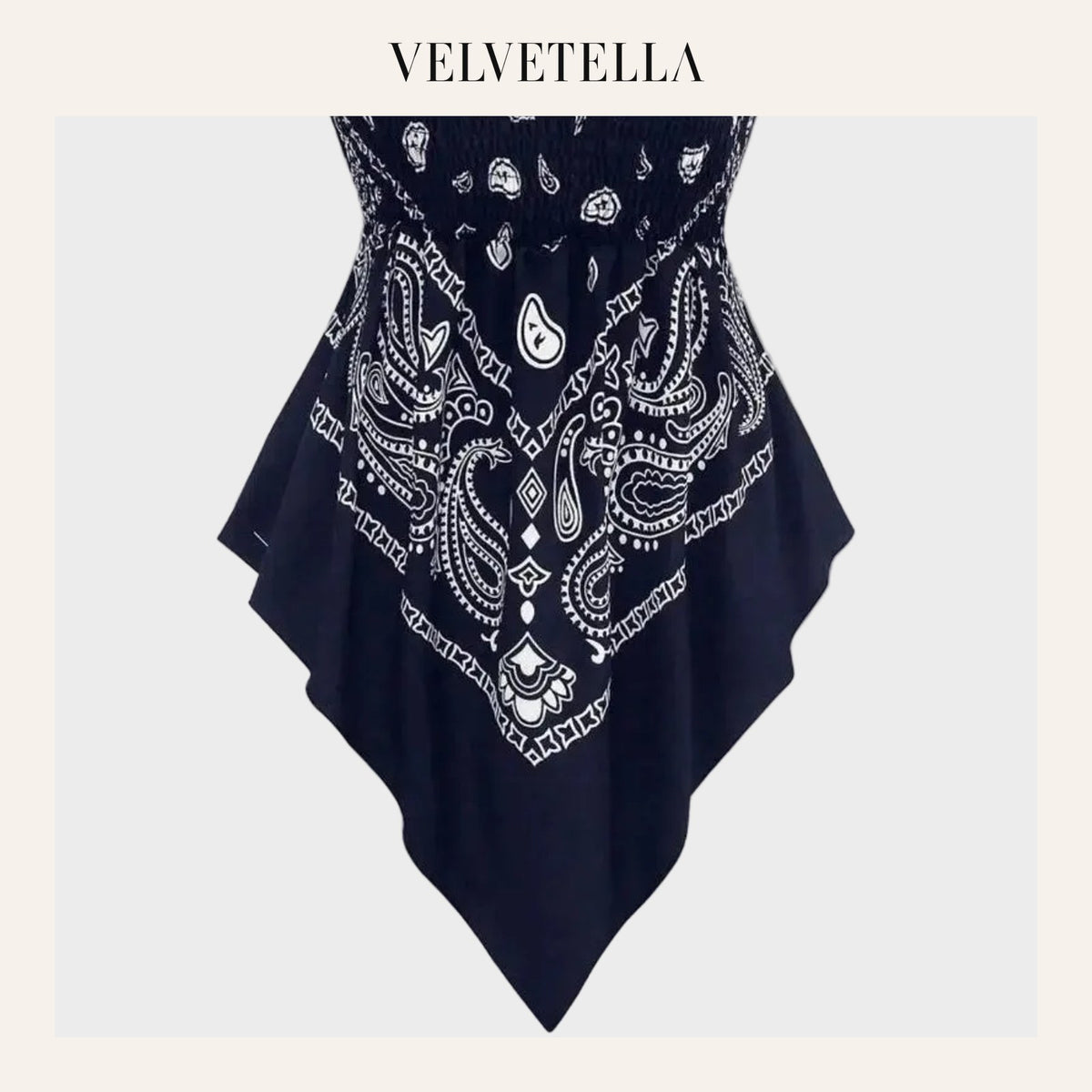 Boho Plus Size Ethnic Print Tube Top Asym Hem | Velvetella