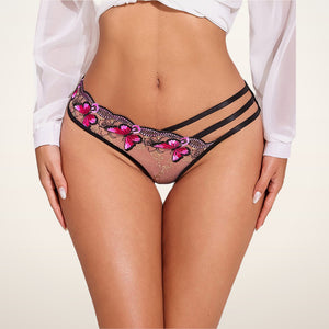 Butterfly Embroidered Mesh Panties | Velvetella