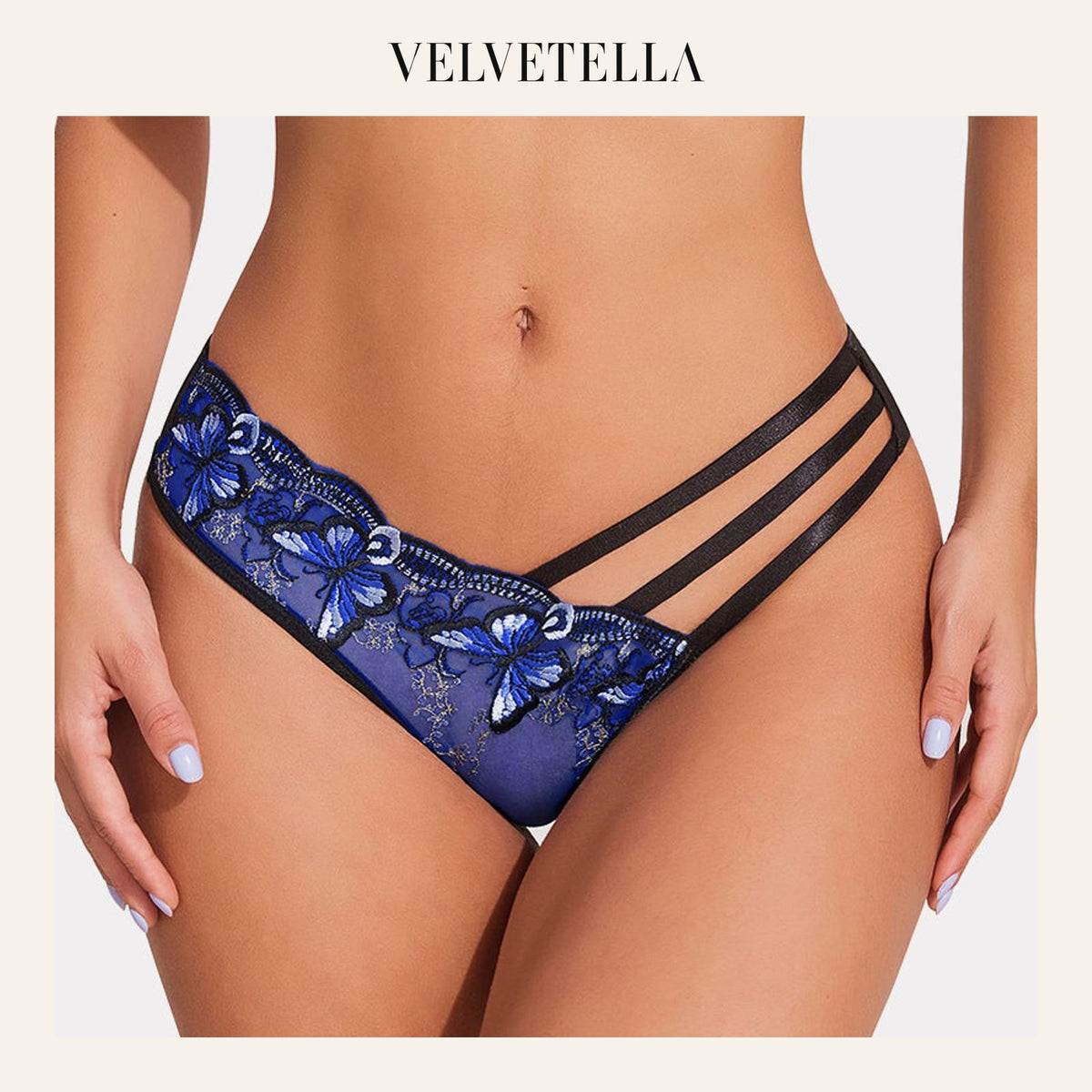 Butterfly Embroidered Mesh Panties | Velvetella
