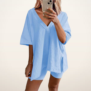 Casual Vibe Comfy Oversized 2-Piece Lounge Set | Velvetella