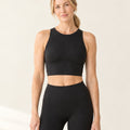 CloudSoft Built-In Bra Tank in Black – front | Velvetella