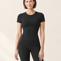 CloudSoft Fitted Tee in Black – front | Velvetella