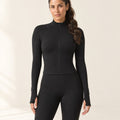 CloudSoft Fitted Zip Jacket in Black – front | Velvetella