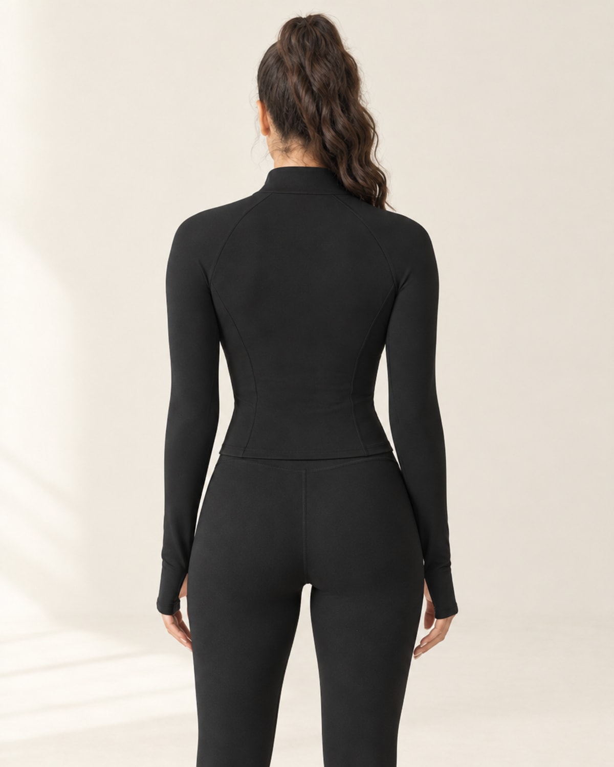 CloudSoft Fitted Zip Jacket in Black – back | Velvetella