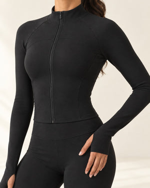 CloudSoft Fitted Zip Jacket in Black – feature | Velvetella