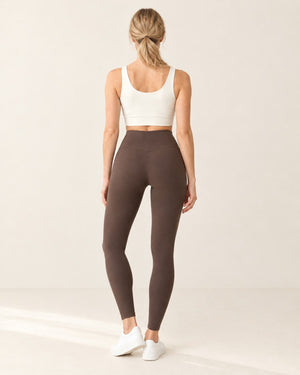 CloudSoft Fleece-Lined Legging in Coffee – back | Velvetella