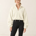 CloudSoft Polar Fleece Zip Jacket in Ivory White – front | Velvetella