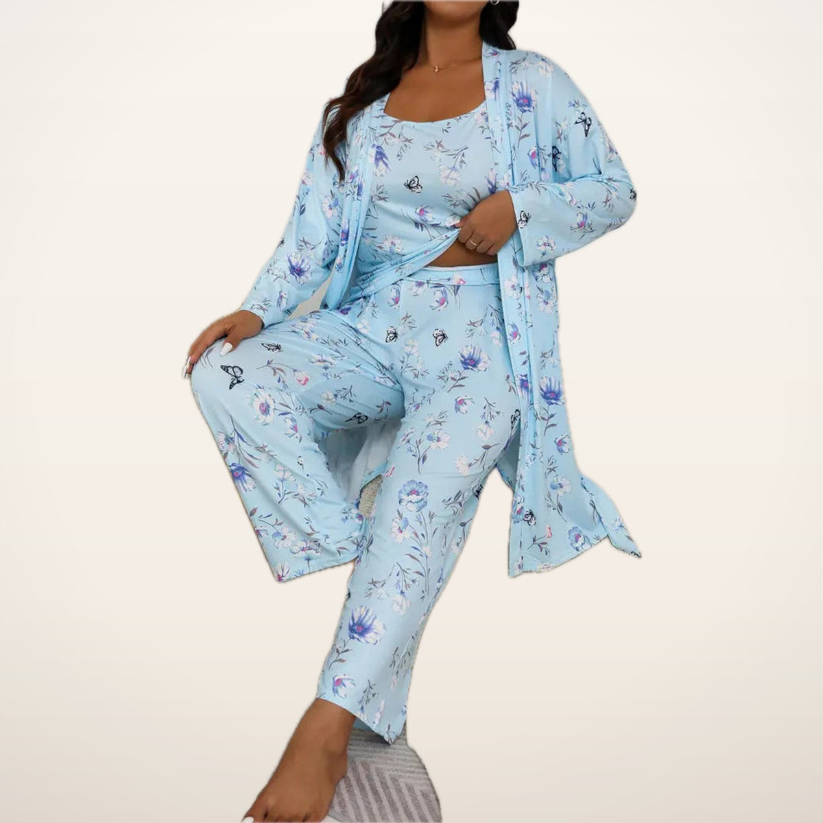 Posy 3-Piece Robe & Cami Pajama Set | Velvetella