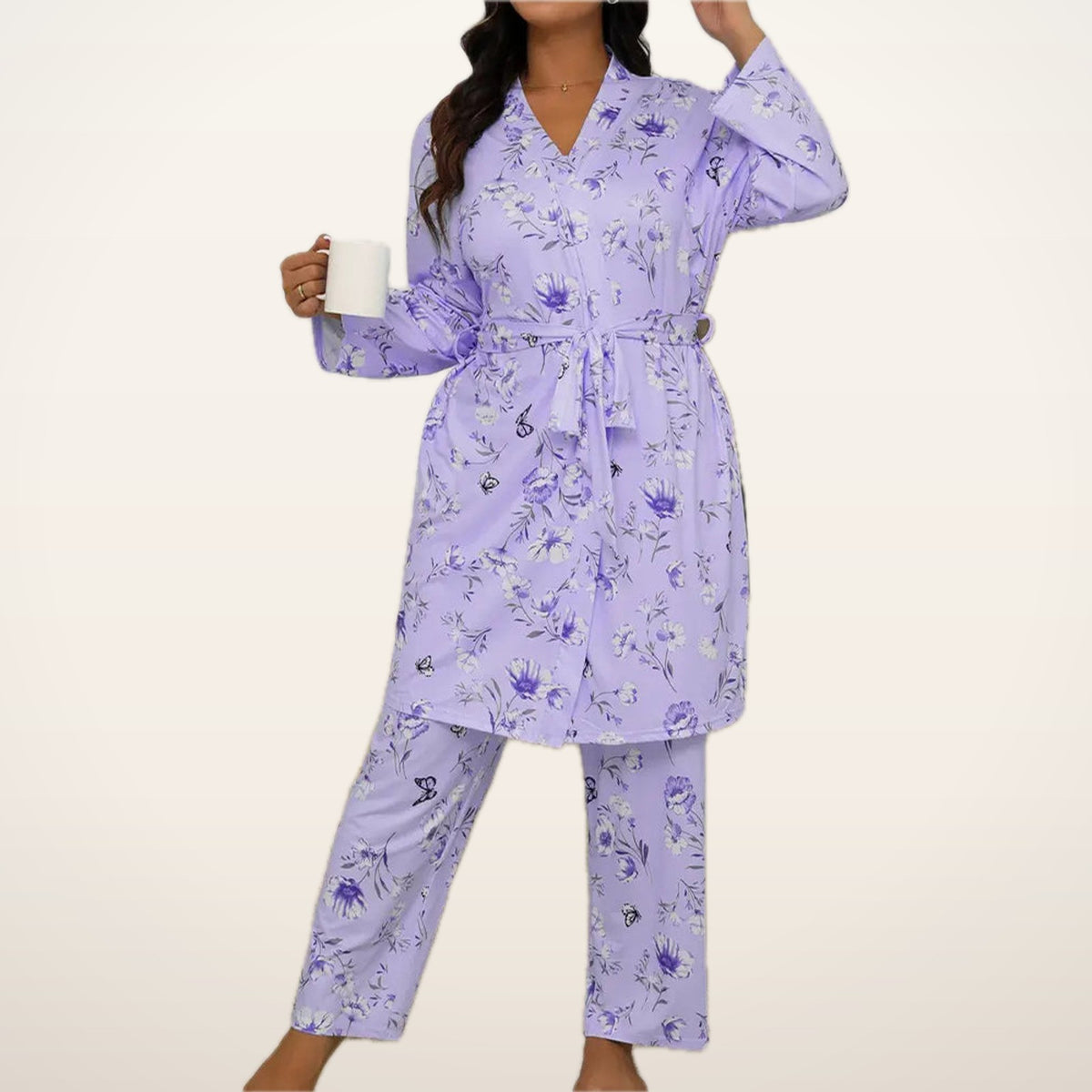 Posy 3-Piece Robe & Cami Pajama Set | Velvetella