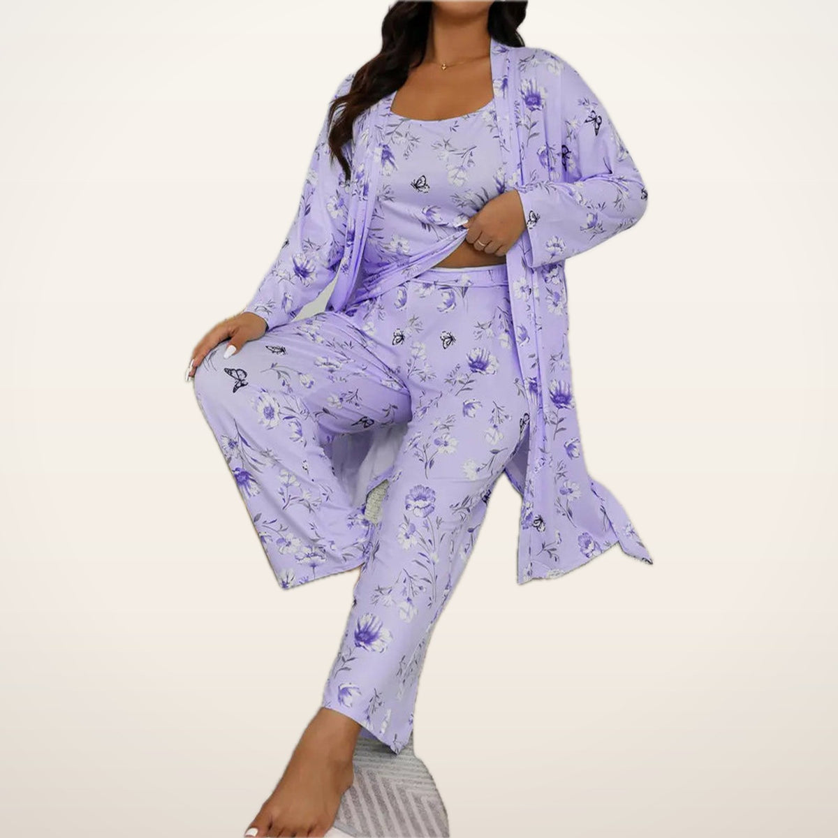 Posy 3-Piece Robe & Cami Pajama Set | Velvetella