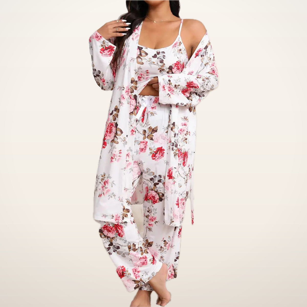 Posy 3-Piece Robe & Cami Pajama Set | Velvetella