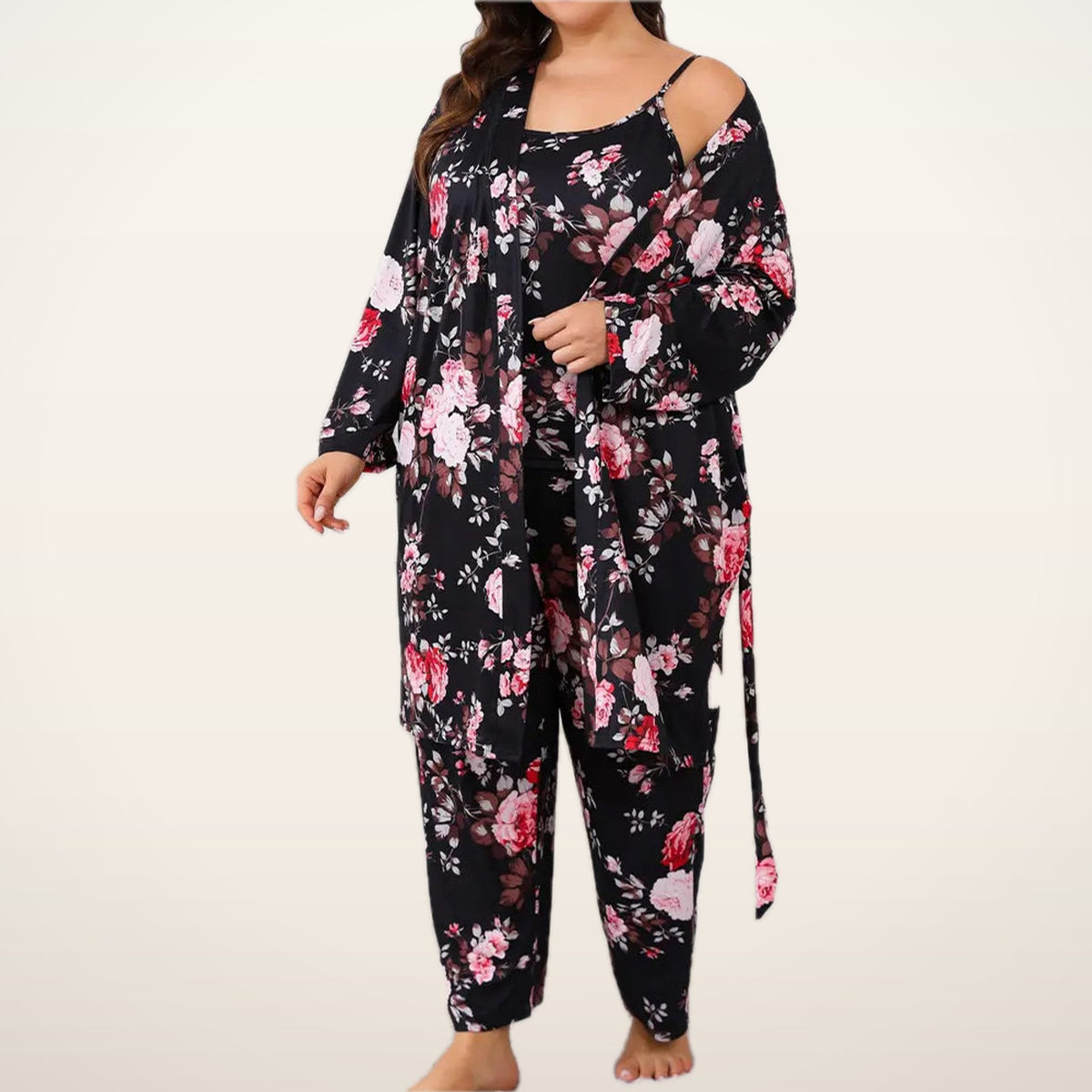 Posy 3-Piece Robe & Cami Pajama Set | Velvetella