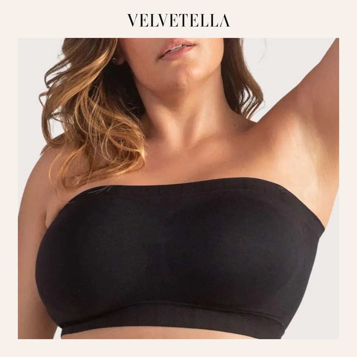 Convertible Strapless Bandeau Bra with Wireless Comfort, Anti-Slip Grip & Removable Straps | Velvetella